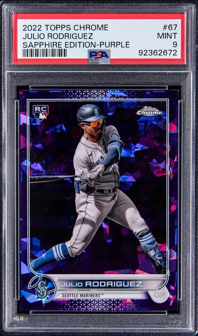 2022 Topps Chrome Sapphire Edition Julio Rodriguez Purple #67 card image