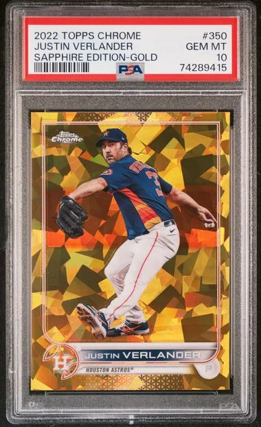 2022 Topps Chrome Sapphire Edition Justin Verlander Gold #350 card image