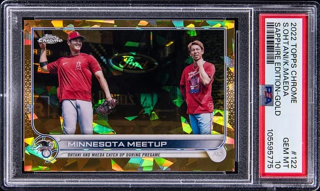 2022 Topps Chrome Sapphire Edition Shohei Ohtani/Kenta Maeda Gold #122 card image
