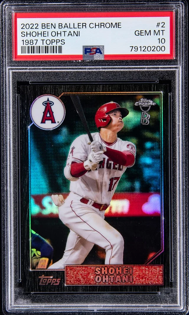 2022 Topps Chrome Shohei Ohtani Ben Baller 1987 Topps Blue Refractor #2 card image