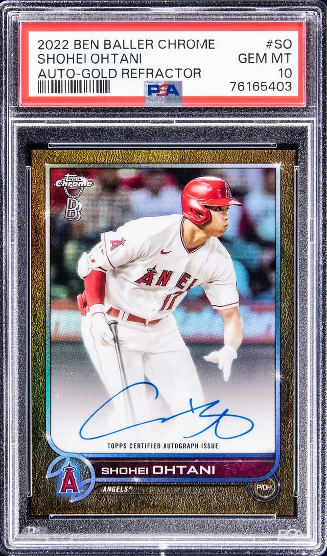 2022 Topps Chrome Shohei Ohtani Ben Baller Autographs Gold Refractor #BBA-SO card image