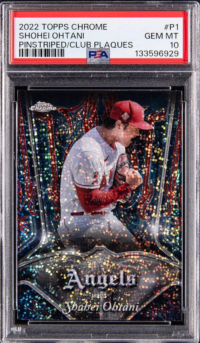 2022 Topps Chrome Shohei Ohtani Pinstriped #P-1 card image