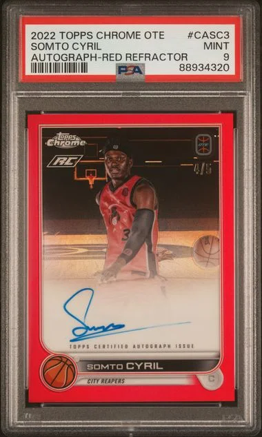 2022 Topps Chrome Somto Cyril Overtime Elite Autographs Red Refractor #CASC3 card image