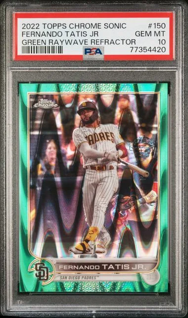 2022 Topps Chrome Sonic Fernando Tatis Jr. Green Raywave Refractor #150 card image