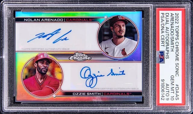 2022 Topps Chrome Sonic Nolan Arenado/Ozzie Smith Dual Autographs #DAAS card image