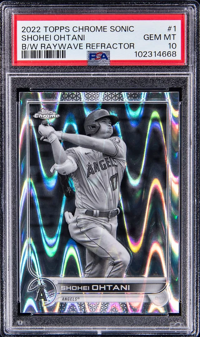 2022 Topps Chrome Sonic Shohei Ohtani Black & White Raywave Chrome #1 card image