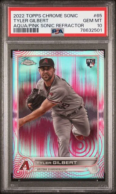 2022 Topps Chrome Sonic Tyler Gilbert Aqua/Pink Sonic Refractor #65 card image