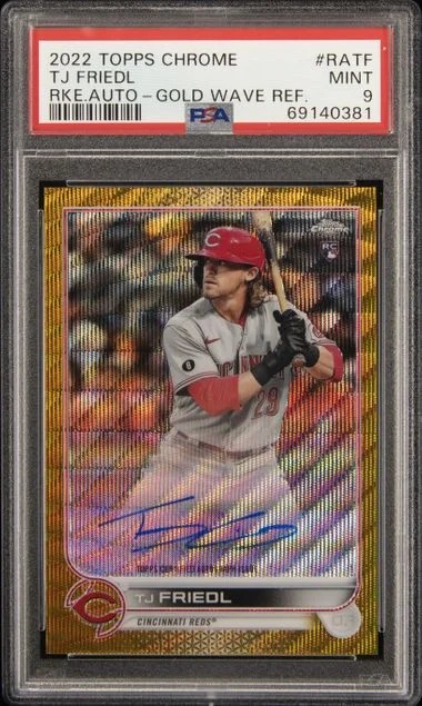 2022 Topps Chrome TJ Friedl Autographs Gold Wave Refractor #RA-TF card image