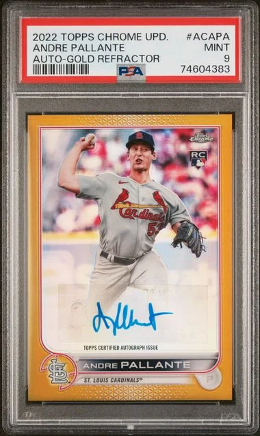 2022 Topps Chrome Update Autographs Gold Refractor Acapa Andre Pallante #no-number card image
