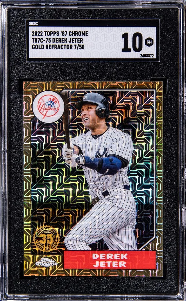 2022 Topps Chrome Update Derek Jeter 87 Chrome Gold Refractor #T87C-75 card image