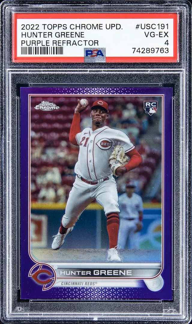 2022 Topps Chrome Update Hunter Greene Purple Refractor #USC191 card image
