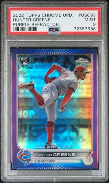 2022 Topps Chrome Update Hunter Greene Purple Refractor #USC93 card image