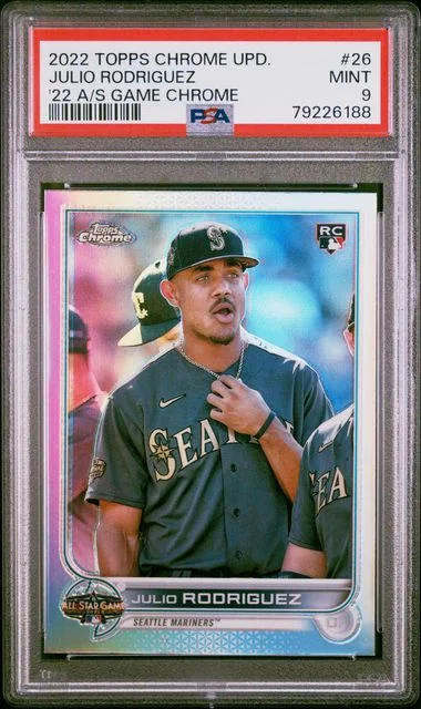 2022 Topps Chrome Update Julio Rodriguez All Star Game Chrome #26 card image