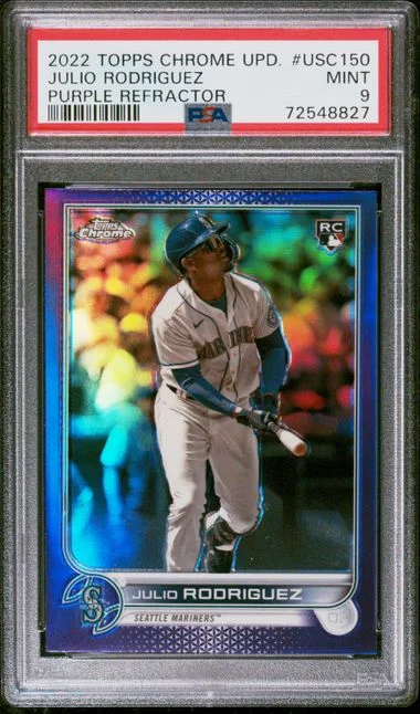 2022 Topps Chrome Update Julio Rodriguez Purple Refractor #USC-150 card image
