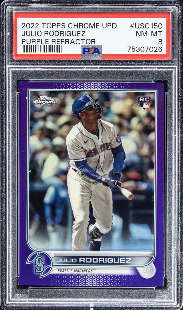 2022 Topps Chrome Update Julio Rodriguez Purple Refractor #USC150 card image