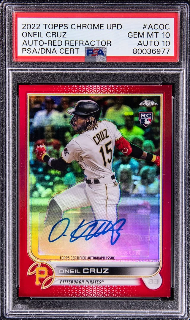 2022 Topps Chrome Update ONeil Cruz Autograph Red Refractor #ACOC card image