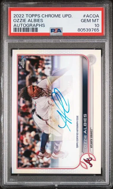 2022 Topps Chrome Update Ozzie Albies Autograph #ACOA card image