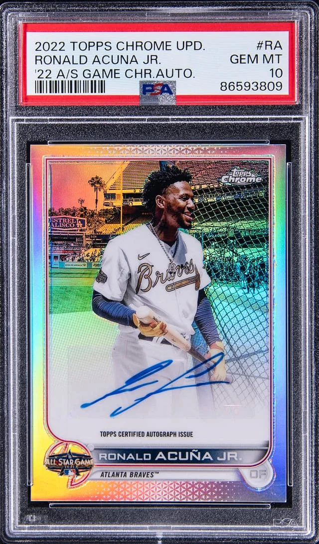 2022 Topps Chrome Update Ronald Acuna Jr. 22 All Star Game Chrome Autograph #RA card image