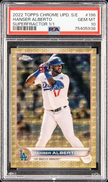2022 Topps Chrome Update Sapphire 196 Hanser Alberto Edition Superfractor #1/1 card image