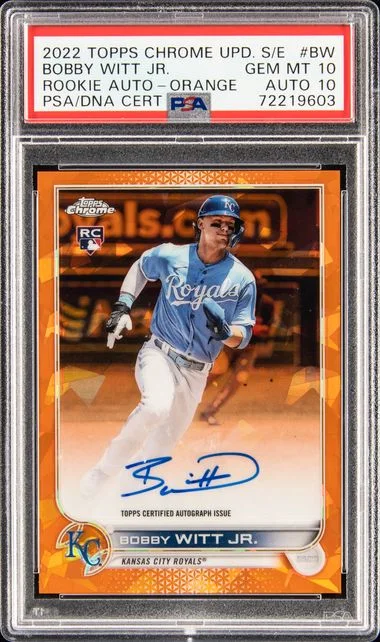 2022 Topps Chrome Update Sapphire Edition Autographs Orange Bw Bobby Witt Jr. #no-number card image