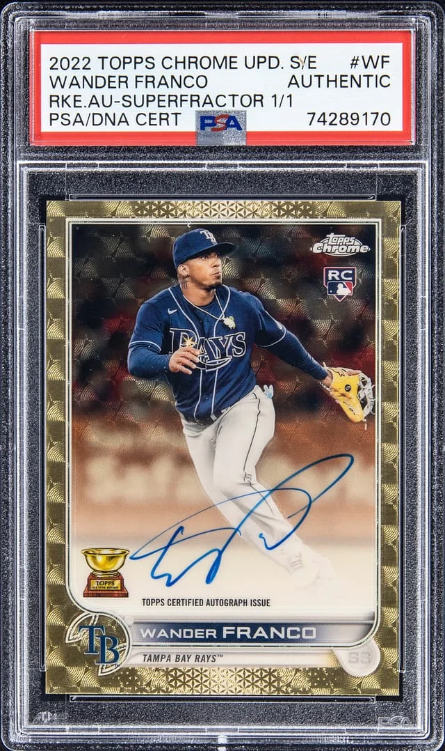 2022 Topps Chrome Update Sapphire Wander Franco Edition Autographs SuperFractor #RA-WF card image