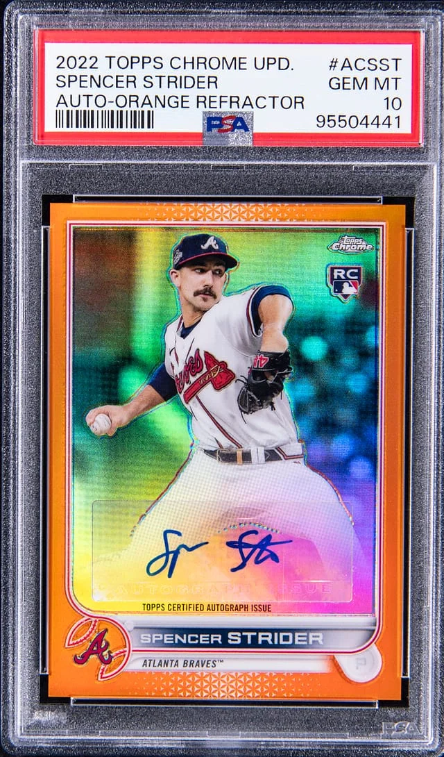 2022 Topps Chrome Update Spencer Strider Autograph Orange Refractor #AC-SST card image