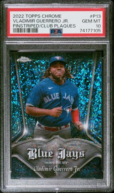 2022 Topps Chrome Vladimir Guerrero Jr. Pinstriped/Club Plaques #P13 card image