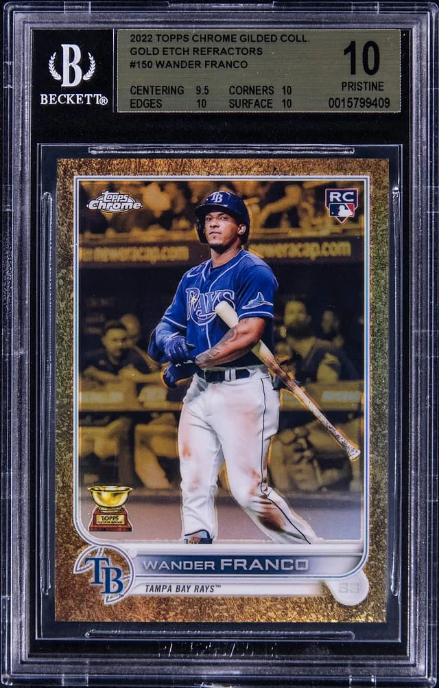 2022 Topps Chrome Wander Franco Gilded Collection Gold Etch Refractors #150 card image