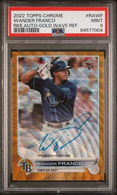 2022 Topps Chrome Wander Franco Autographs Gold Wave Refractor #RAWF card image