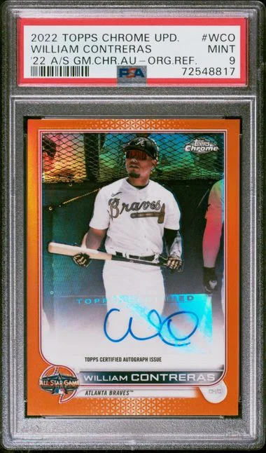2022 Topps Chrome William Contreras 2022 All-Star Game Chrome Autograph Orange Refractor #ASGAWCO card image