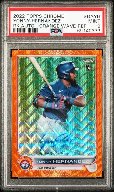 2022 Topps Chrome Yonny Hernandez Autographs Orange Wave Refractor #RA-YH card image