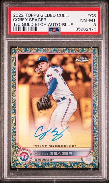 2022 Topps Corey Seager Gilded Collection Topps Chrome Gold Etch Autographs Blue #CS card image