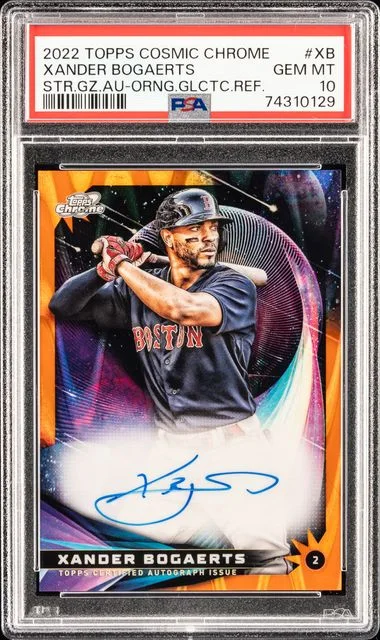 2022 Topps Cosmic Chrome Star Gaze Autographs Orange Galactic Refractor Xb Xander Bogaerts #no-number card image