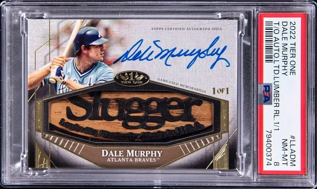 2022 Topps Dale Murphy Tier One Limited Lumber Autographed Relic Card #LLADM card image