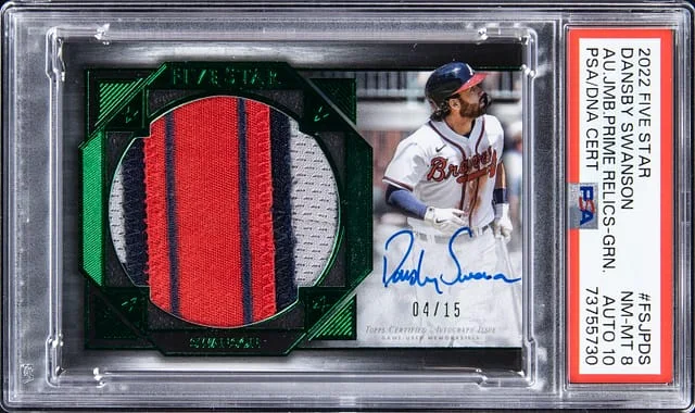 2022 Topps Dansby Swanson Five Star Autograph Jumbo Prime Relics Green #FSJP-DS card image