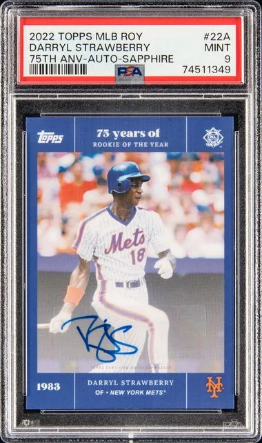 2022 Topps Darryl Strawberry MLB Of The Year 75th Anniversary Autographs Sapphire #22-A card image