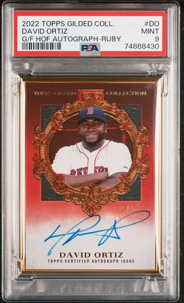 2022 Topps David Ortiz Gilded Collection Gold Framed Hall Of Famers Autographs Ruby #DO card image