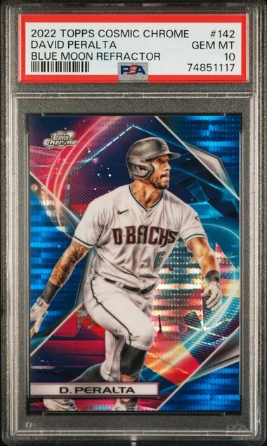 2022 Topps David Peralta Cosmic Chrome Blue Moon Refractor #142 card image