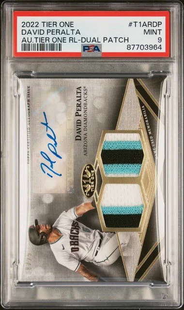 2022 Topps David Peralta Tier One Autographed Tier One Relics Dual Patch #T1ADRDP card image