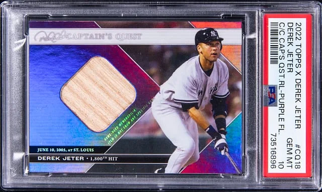 2022 Topps Derek Jeter Captain's Quest Relic Purple Foil #CQ18 card image