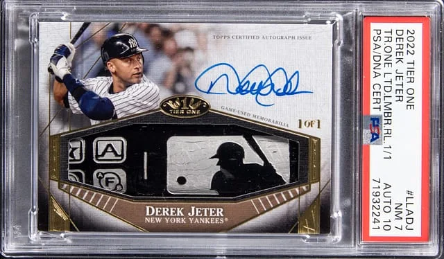 2022 Topps Derek Jeter Tier One Limited Lumber Autograph Relic #LLA-DJ card image