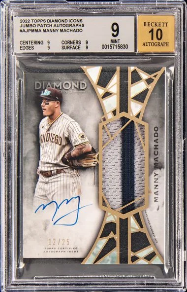 2022 Topps Diamond Icons Jumbo Patch Autographs Ajpmma Manny Machado #no-number card image