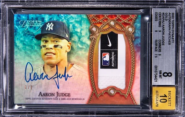 2022 Topps Dynasty Aaron Judge Autograph Patches Gold #DAPAJ card image