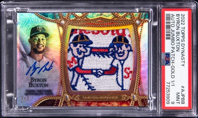 2022 Topps Dynasty Byron Buxton Autograph Jumbo Patch Gold #AJPBB card image