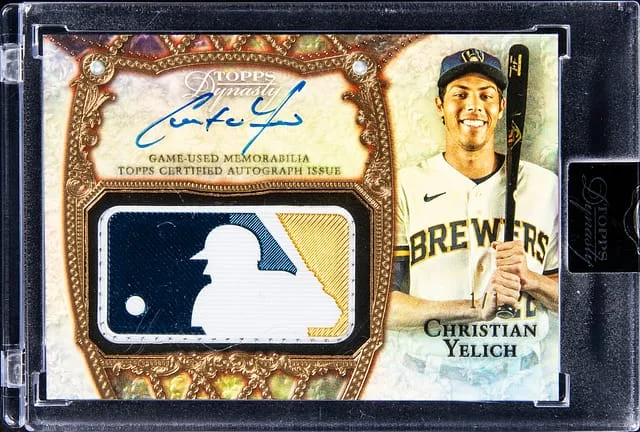 2022 Topps Dynasty Christian Yelich Autographed MLB Logo Patch #AMLP-CY card image