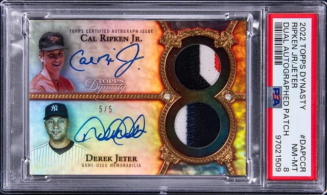 2022 Topps Dynasty Derek Jeter/Cal Ripken Jr. Dual Autographed Patch #DAPC-CR card image
