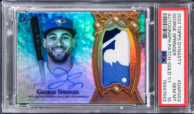 2022 Topps Dynasty George Springer Autograph Patch Gold #DAPGS3 card image