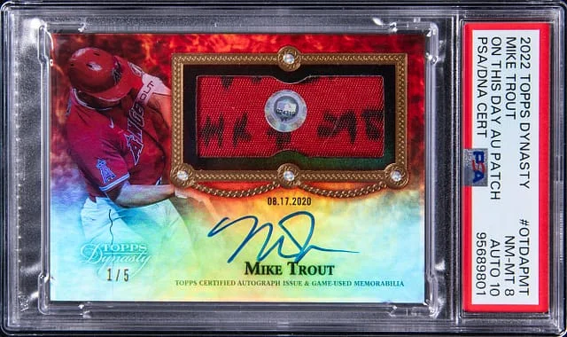 2022 Topps Dynasty Mike Trout On This Day Autograph Patch #OTDAP-MT card image