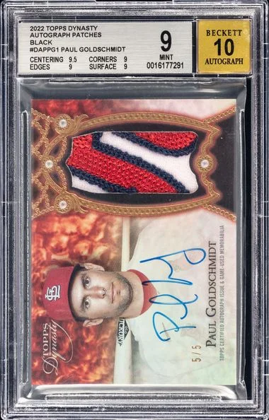 2022 Topps Dynasty Paul Goldschmidt Autograph Patches Black #Dappg1 card image