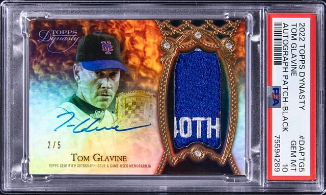 2022 Topps Dynasty Tom Glavine Autograph Patch Black #DAPTG5 card image
